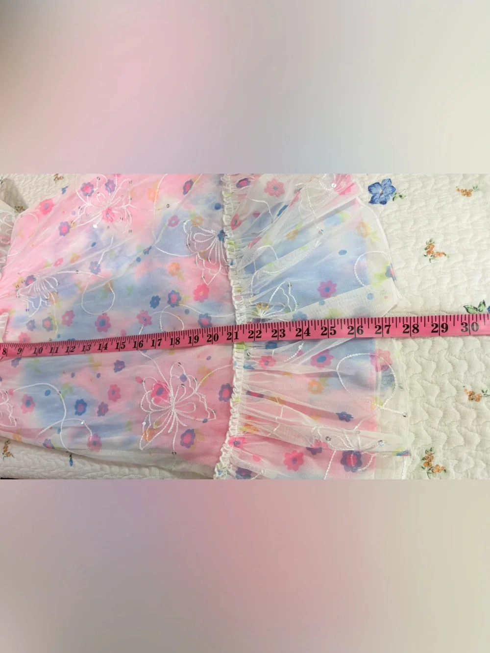 Baby Sara Pink Floral Butterfly Sequin Princess Tie Dye Girls Dress Size 7